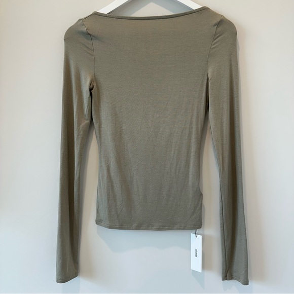 Joah Brown Boatneck Long Sleeve Tshirt Tee T-shirt Neutral Essentials Basic Top - Picture 10 of 12